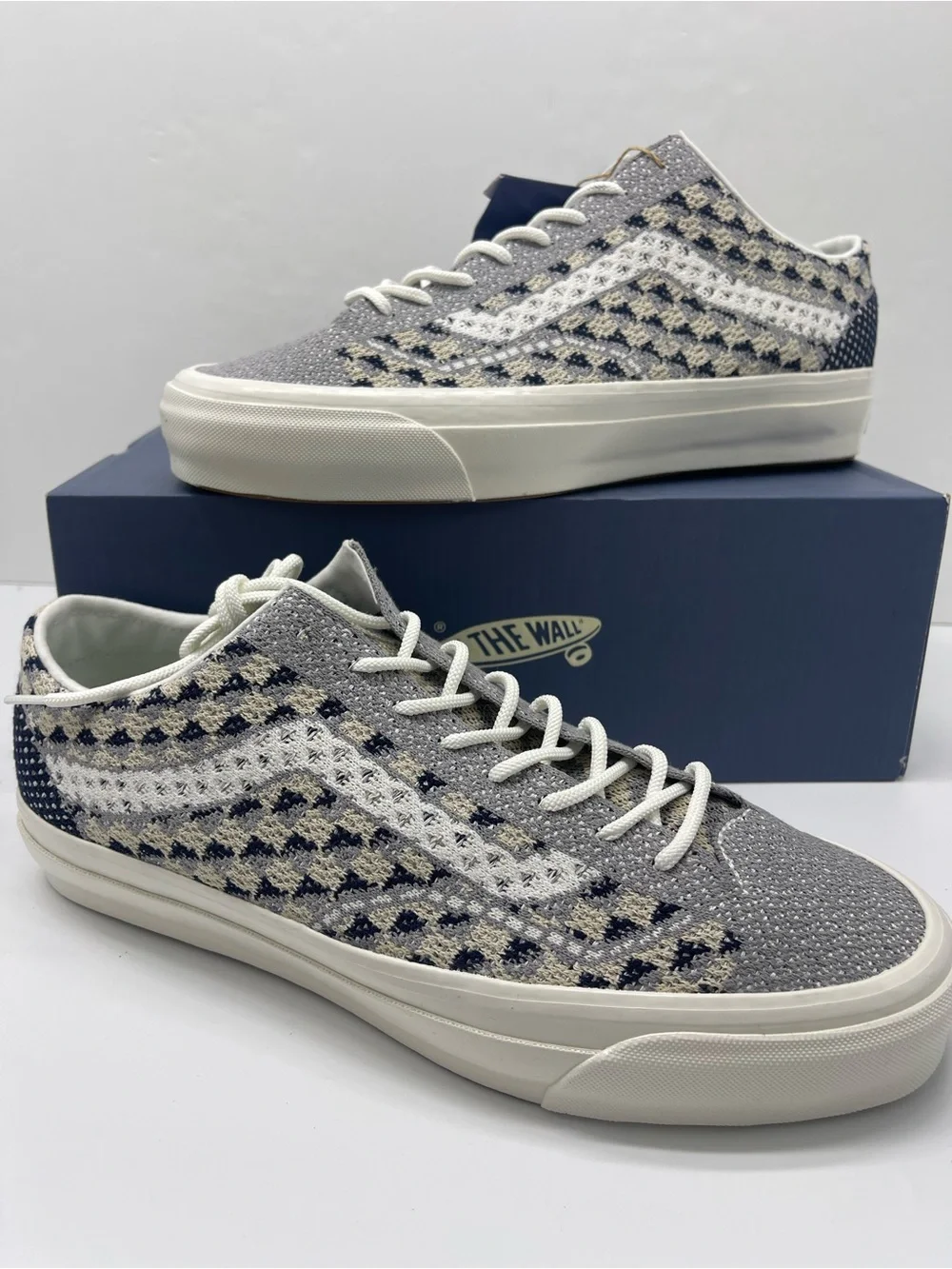 Vans LX Old Skool 36 EK Geo Check Frost Gray Knit Sneakers VN000EFK85T Men’s